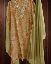 Soft Organza Suit Set with Mirror Sequin Hand Work – Unstitched Grace